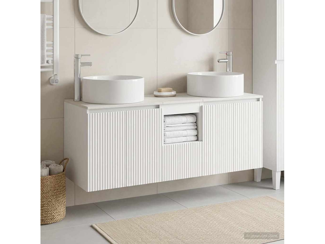 Vidaxl Conjunto De Armários Para Banheiro 3 Unid. Branco