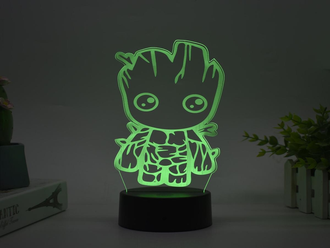 Luminária noturna 3D Lurelia com carregamento USB, controle remoto, sensor de toque e RGB para quarto infantil, portátil.