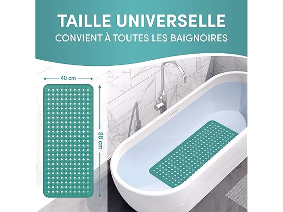 Tapete para Casa de Banho Anti deslizante e Anti deslizante, 88 X 40 Cm, Inclui 2 Ganchos Lavável na Máquina, Limpeza Profunda, Uso Dom... STELASPLEN
