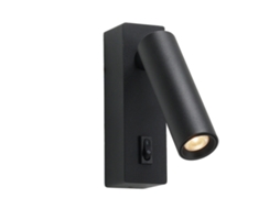 Aplique Led 2w 3000k Orientável Em Alumínio Preto Com Interruptor De Botão Pisa Montagem Em Cabeceiras Ou Superfícies. Alpinaluz