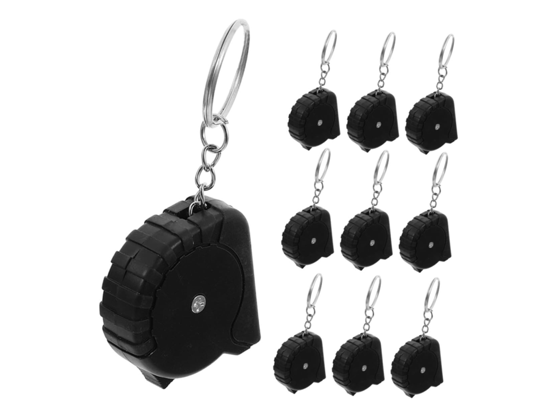 Conjunto De 10 Mini Fitas Métricas Retráteis Aço Com Chaveiro Preto