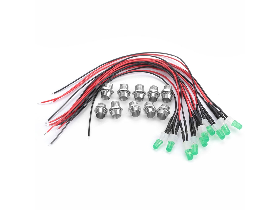 10 Peças de Lâmpadas LED 12V 8mm Pré-cabeadas Constantes Ultra Brilhantes Transparentes com S/MARCA
