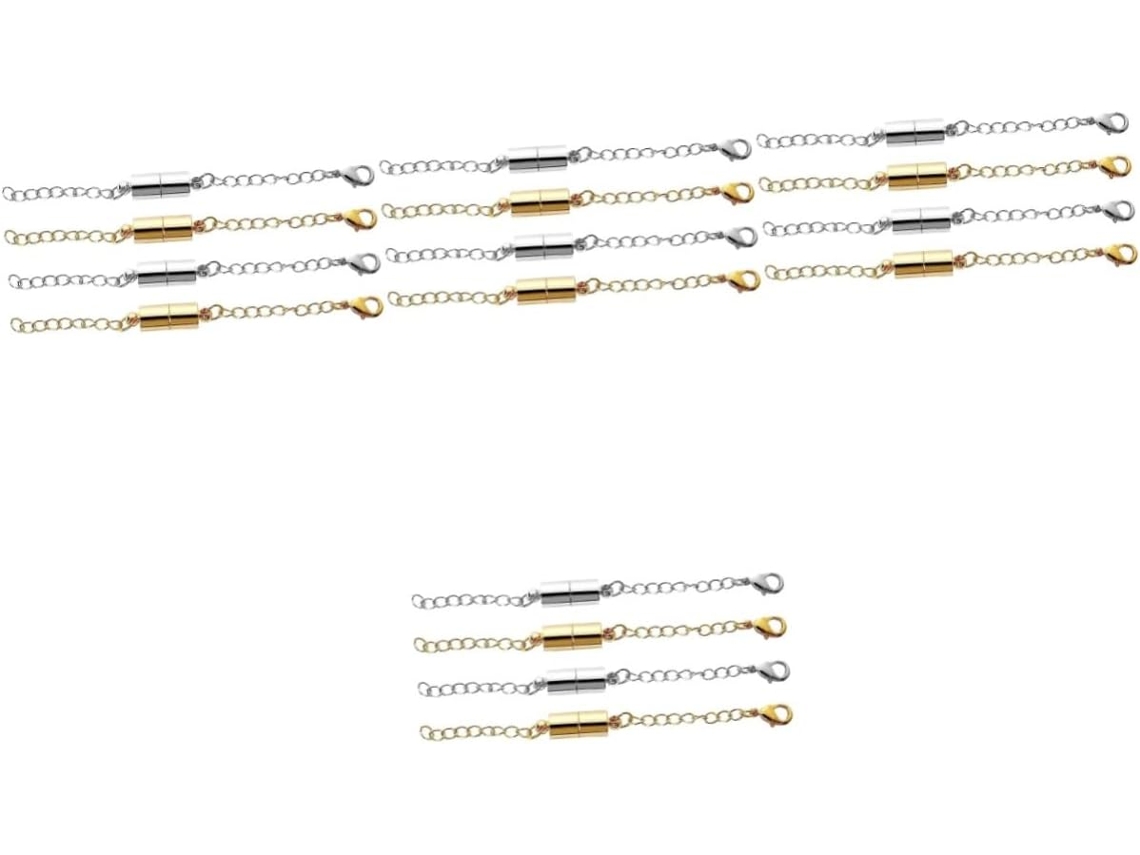 Nuobesty 16 Pares De Correntes Extensoras Magnéticas Para Colares Com Fecho Lagosta Dourado