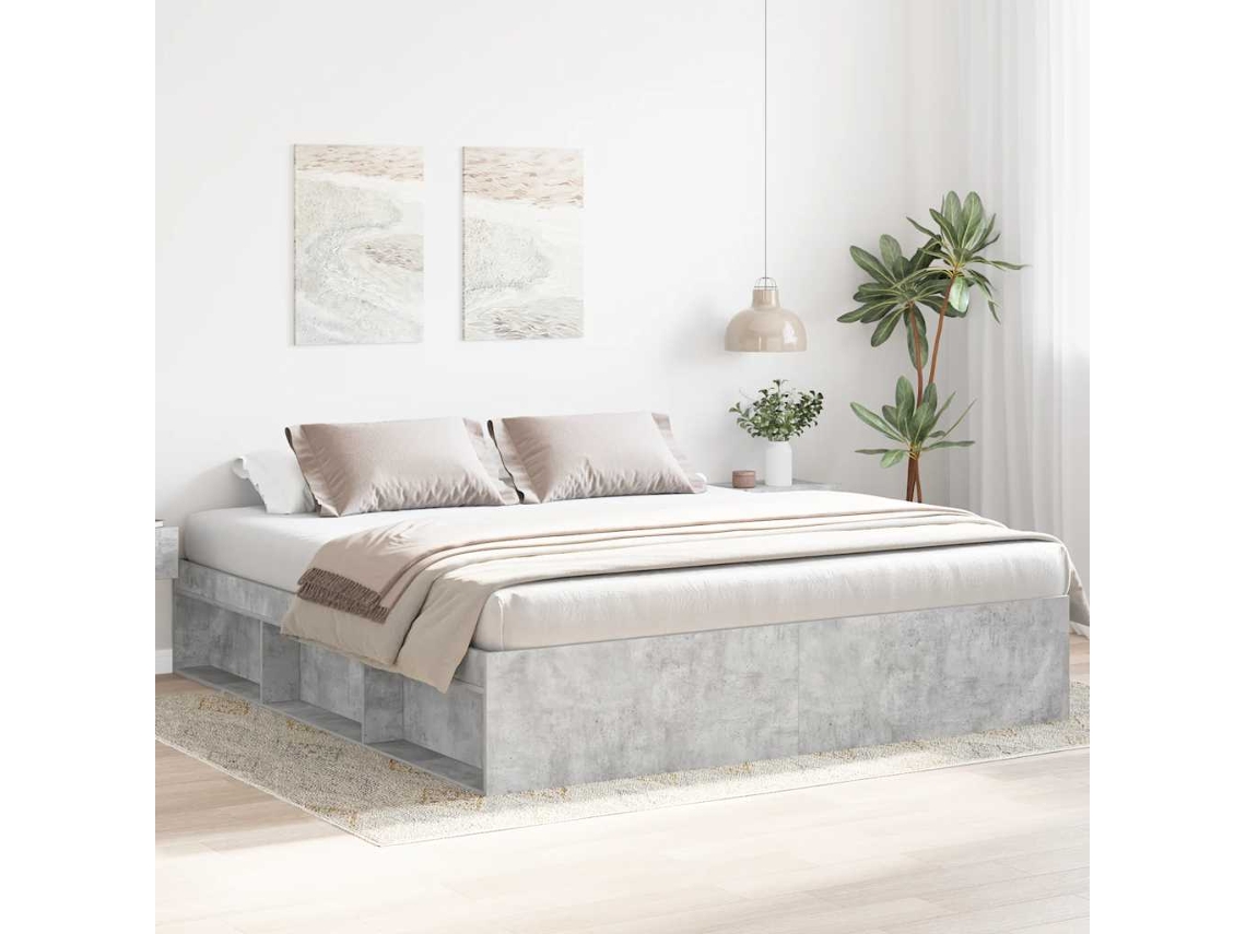 Estrutura De Cama Super King Size 180x200 Cm Cinza Cimento