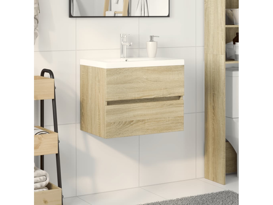 Vidaxl 2 Pcs Conj. Móveis De Wc Cerâmica E Derivados De Madeira