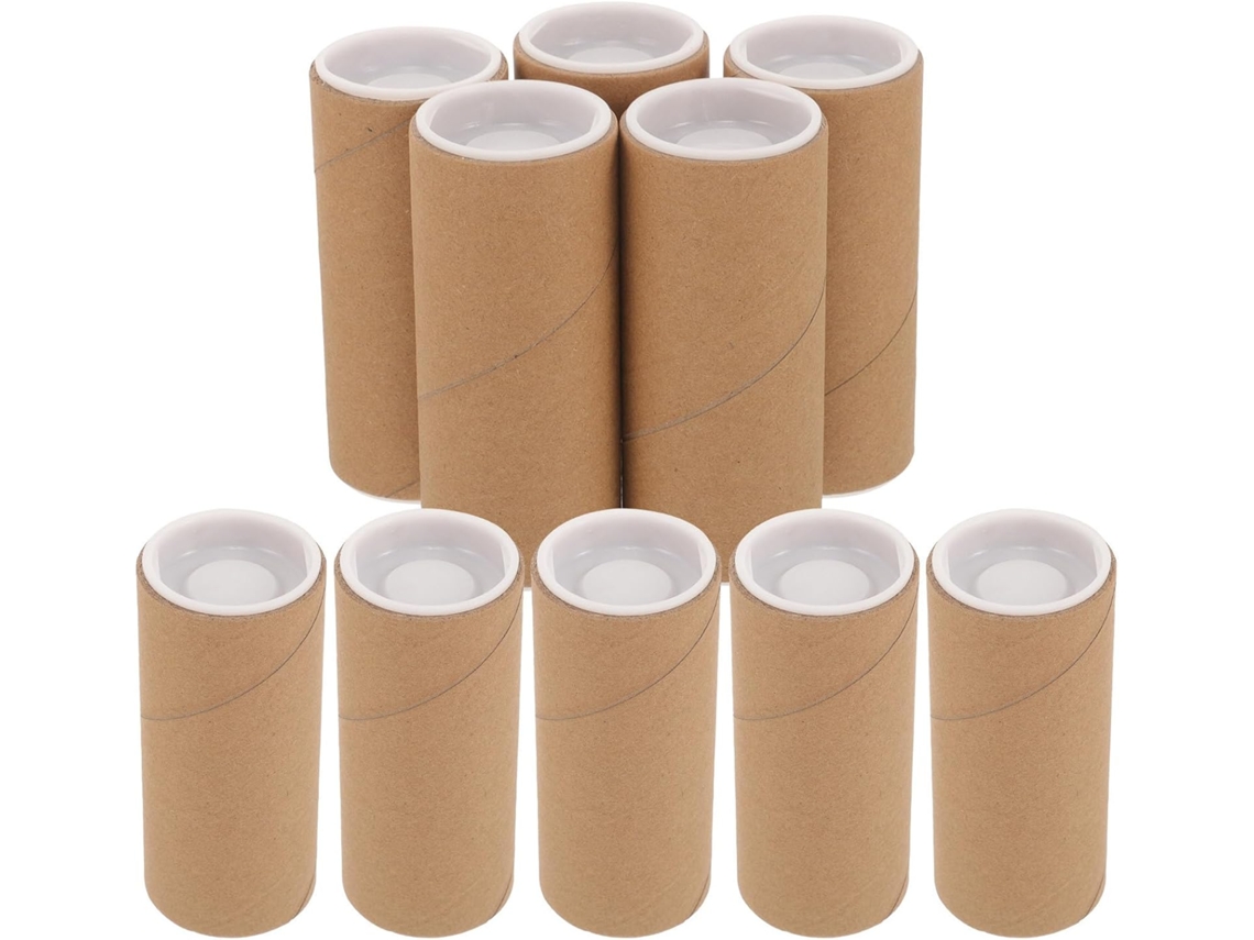 Pacote com 10 Tubos de Papel Kraft Cáqui Seguros e Práticos, Unidades, Resistentes a Rasgos, Ideais para Moeda