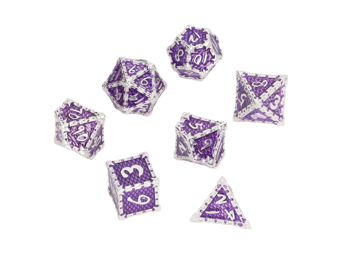 Primerox 7pcs Dados Metálicos Poliédricos Leves Números Claros para Rpg e Jogos de Tabuleiro