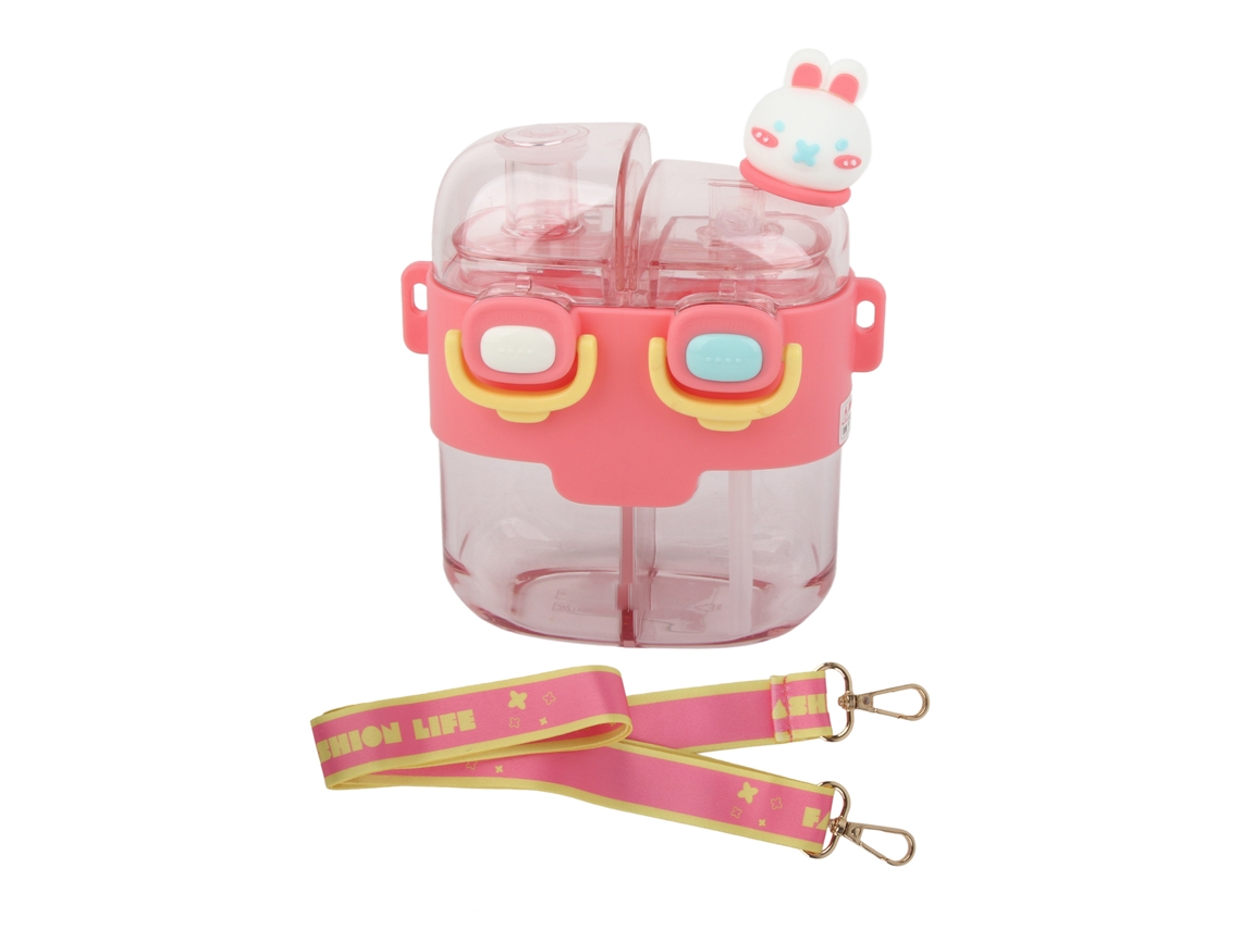 Garrafa Dupla Uso 530ml com Canudo Design Cartoon
