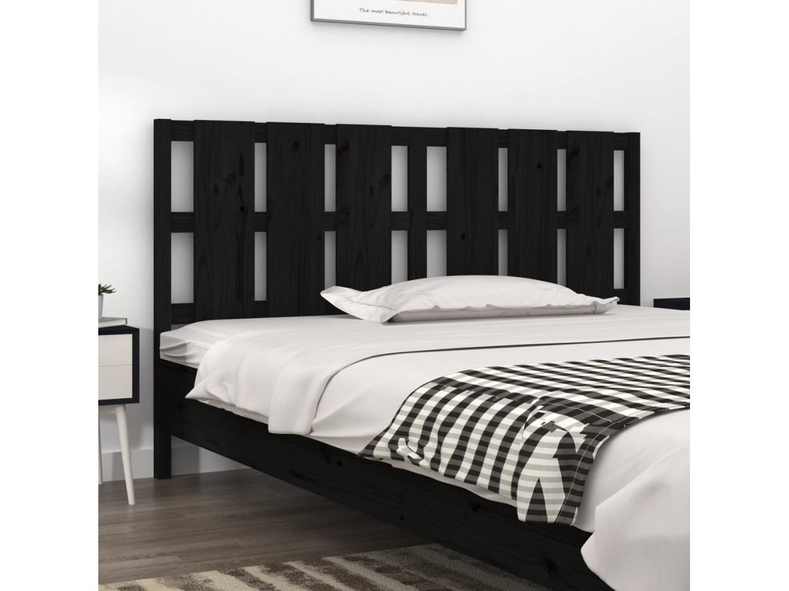Vidaxl Cabeceira De Cama 185,5x4x100 Cm Pinho Maciço Preto