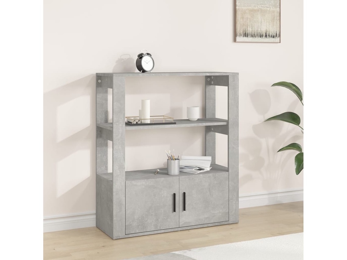 Vidaxl Aparador 80x30x90 Cm Derivados De Madeira Cinzento Cimento
