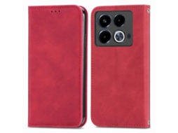 Capa De Celular Flip Magnética Em Couro Sintético Com Toque Retrô Para Infinix Note 40