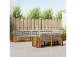 Vidaxl Conjunto De Sofás Para Exterior 8 Unid. Cinza Natural E Claro