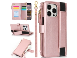 Capa Para Iphone 15 Pro Max Pele Sintética Rosa