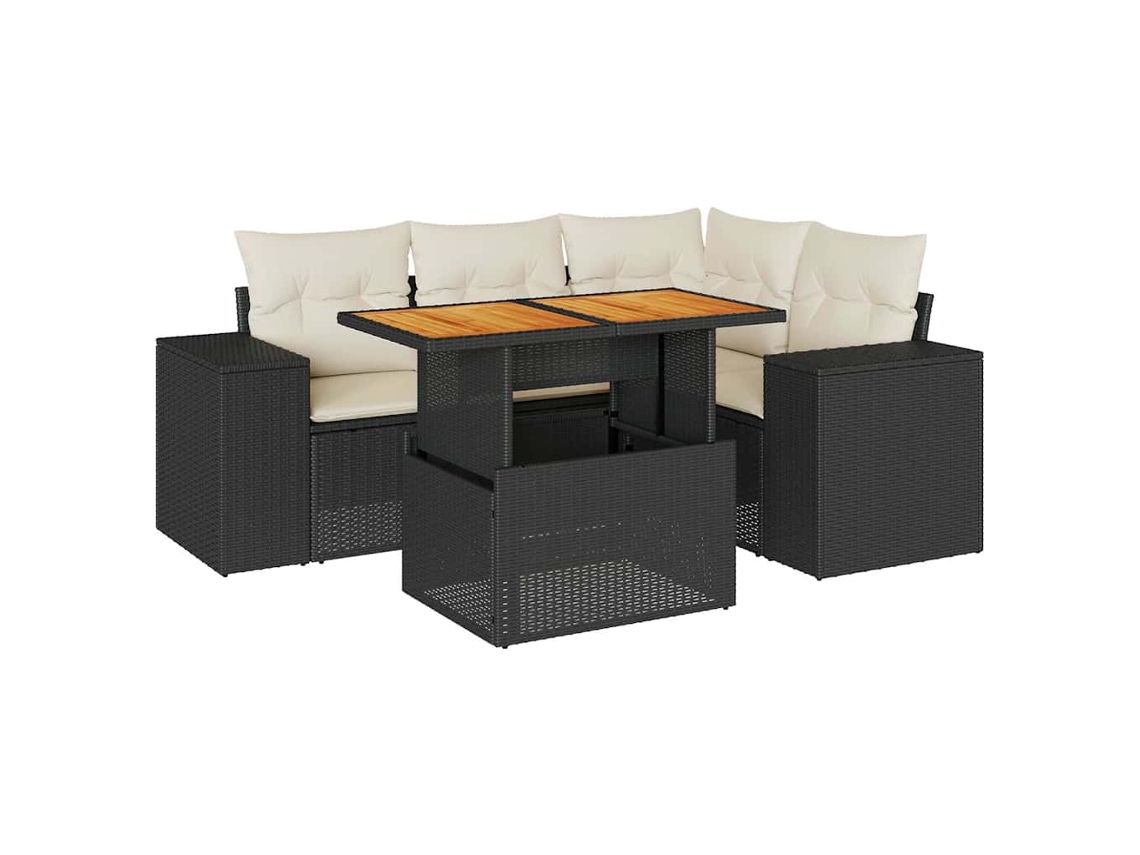 Garden Sofa Set, Garden Sofa Sets Vidaxl Preto Rattan / Vime (n/a)