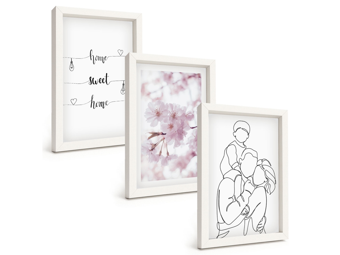 Composição De Quadros Flores, Família, Minimalista Espelharte (3 Peças 20x30 Cm)