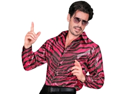 Fato de festa fúcsia com estampa animal ou camisa com lantejoulas para homem