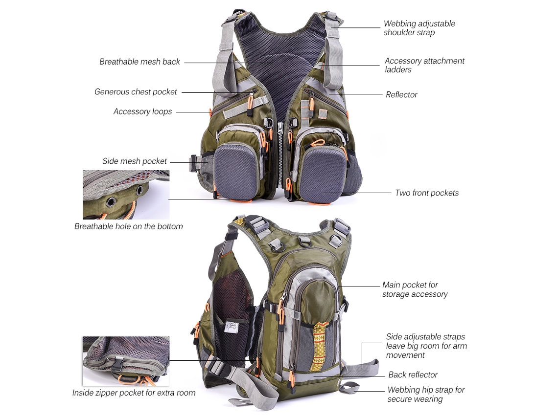 Coleteira De Pesca Fly Mesh Blusea Respirável Outdoor