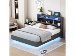 Cama 140x200 Cinza Com Led Usb Dobrável