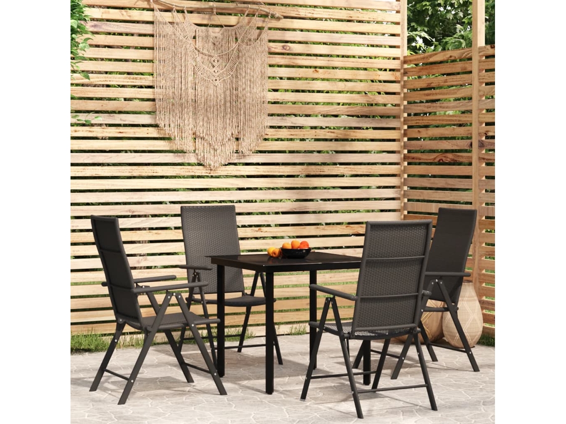 Pcs Conjunto De Jantar Para Jardim Preto Dkd Home Decor