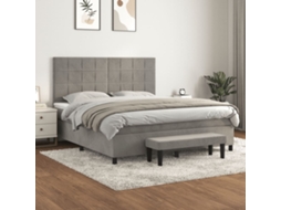 Vidaxl Cama Com Molas/colchão 180x200 Cm Veludo Cinzento-claro