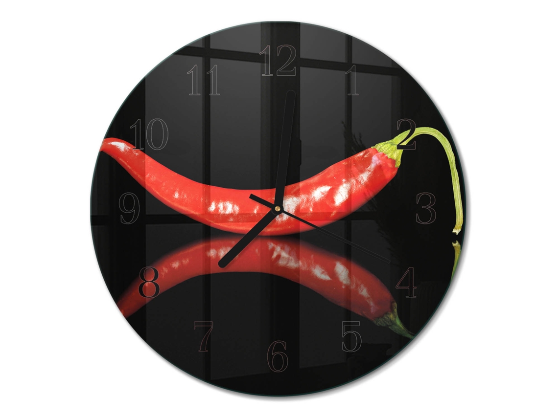 Relógio De Parede De Vidro Pimentas Espelharte (30 Cm)