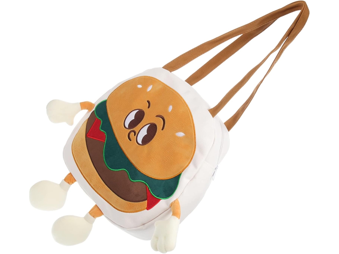 Bolsa De Lona Com Estampa De Hambúrguer Em Desenho Animado, Alça De Ombro, Ideal Para Compras. Perfeita Para Mulheres E Meninas.
