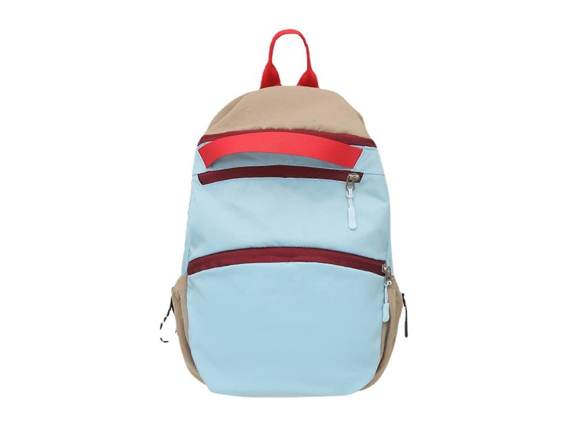 Mochila Coreana De Nylon Com Cores Contrastantes, Multifuncional, Grande Capacidade, Com Zíper, Ideal Para Estudantes, Escola E Viagens, Azul.
