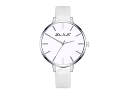 Relógio de Pulso Feminino de Liga Analógico Quartz com Mostrador Redondo Branco Moderno