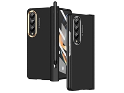 Capa Flip Para Samsung Galaxy Z Fold4 Com Toque De Pele, Duas Cores, Com Dobradiça E Compartimento Para Caneta. Ideal Para Lentes De Contato.