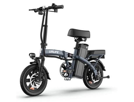 Urlife 48V 250W 25km/h 7.8Ah 14” 50km Bicicleta elétrica cinza para homens/mulheres