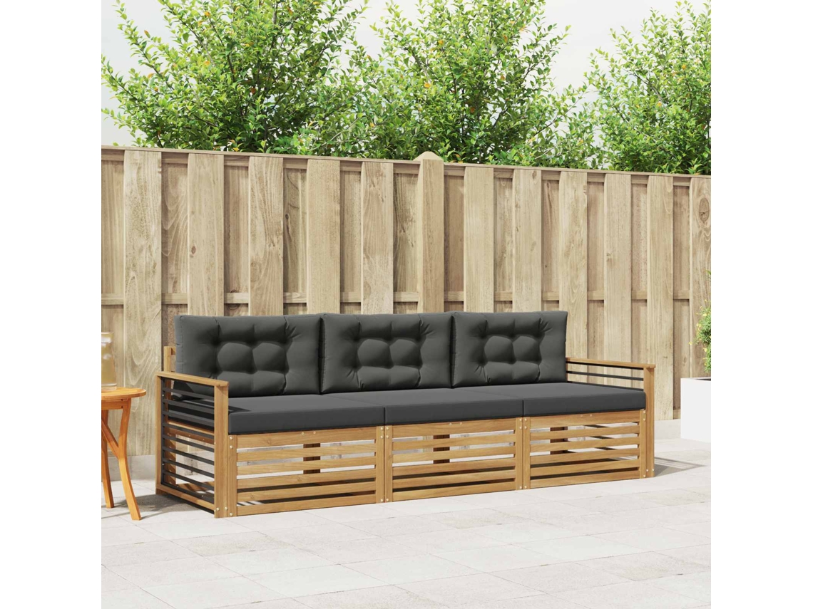 Vidaxl Conjunto De Sofás Para Exterior 3 Unid. Branco E Antracite