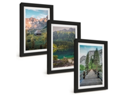 Composição De Quadros Paisagem De Montanha, Lago, Píer Espelharte (3 Peças 20x30 Cm)