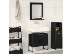 Vidaxl Conjunto De Móveis Para Banheiro 2 Pcs Preto Madeira Processada
