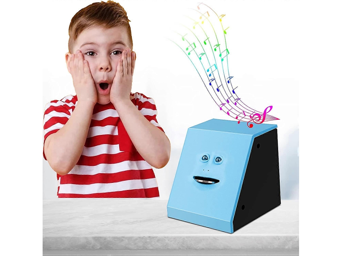 Rebe hucha Automática para Crianças, Cofrinho Divertido, Feio, Azul, Textura de Pele, Rosto de Macaco, Antiderrapante, Portátil