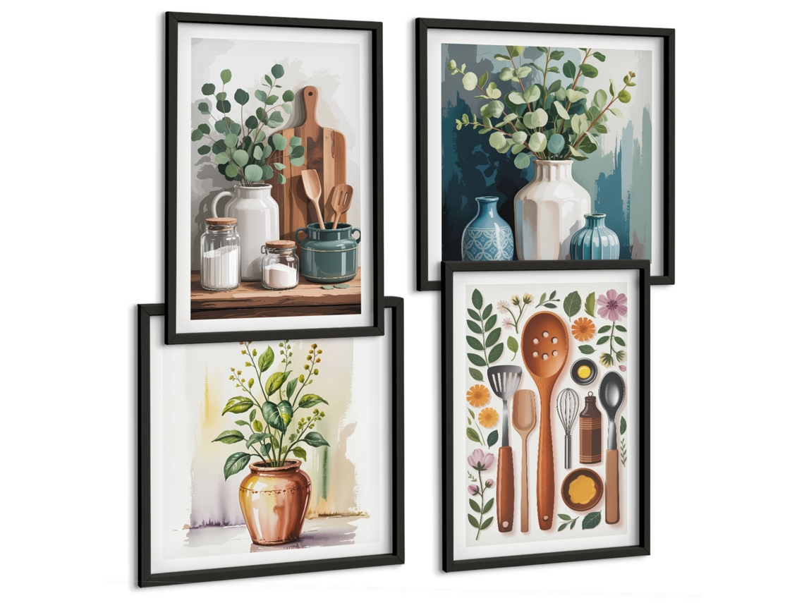 Composição De Quadros Arte Do Surrealismo Natureza Homem Espelharte (4 Peças)