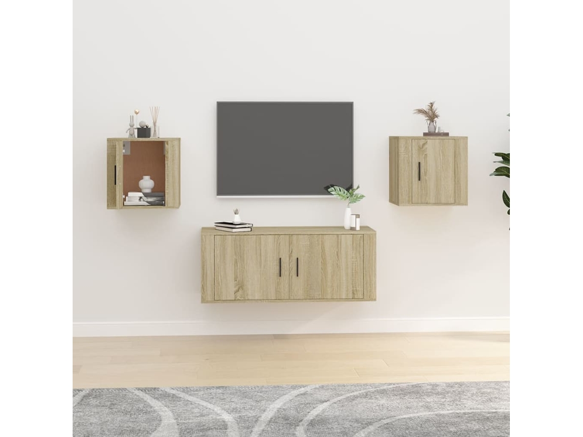 Vidaxl Móveis de Tv de Parede 2 Pcs 40x34,5x40 Cm Carvalho Sonoma
