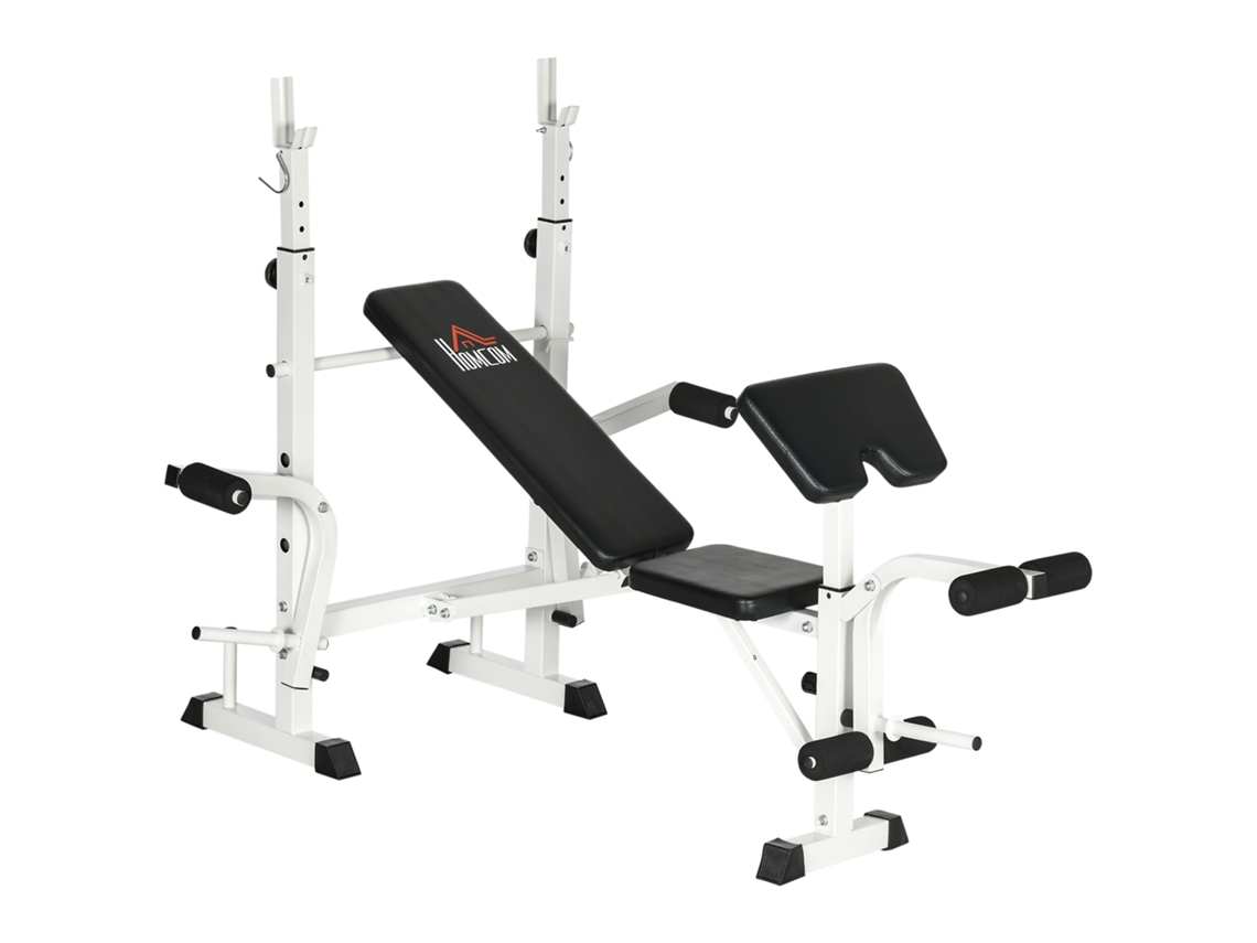 Banco De Treino Com Leg Press,suporte Para Halteres E Apoio Para Braços-preto E Branco