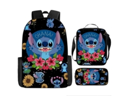 Conjunto Escolar 3 Peças, Estampa De Desenho Animado Com Mochila Para Estudantes