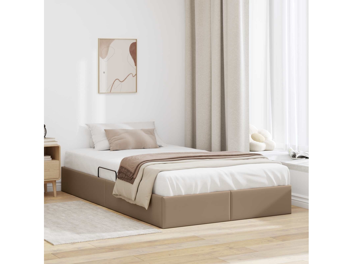 Vidaxl Estrutura De Cama Ottoman Cappuccino 120 X 200 Cm