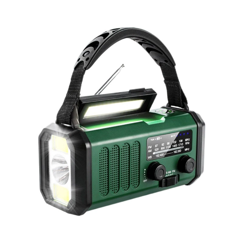 Verde, Rádio de Manivela 10000mah, Emergência, Energia Solar, Meteorológico Am/fm, Carregamento Usb c, Dínamo AQUAFORGE