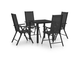 Vidaxl 5 Pcs Conjunto De Jantar Para Jardim Alumínio Preto