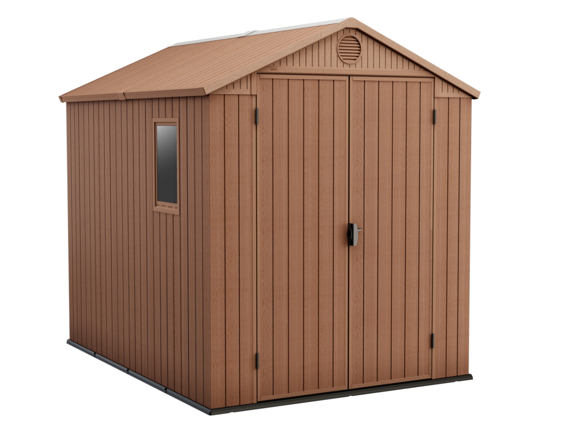 Abrigo de Resina KETER Darwin 6x8 Ao Ar Livre (Shed Building - de Troncos - Aço Metal Madeira - 190x244x221 cm)