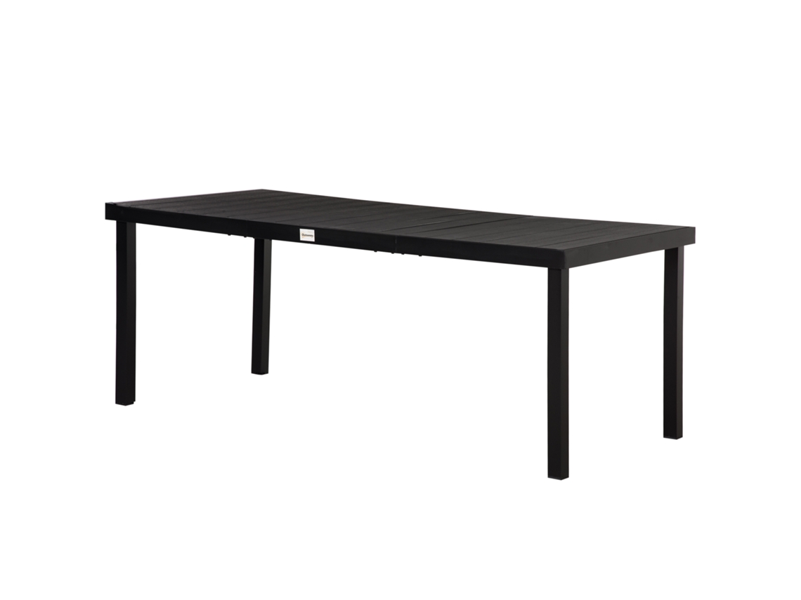 Mesa de Jantar Exterior 190x90x74 Cm (ripas, Alumínio, Preto)