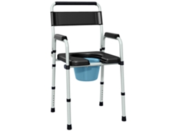 Cadeira Sanitária Dobrável com Assento Antiderrapante, Altura Ajustável, Assento e Apoios de Braço Acolchoados, Capacidade 150 Kg, Preta TOPBRICO