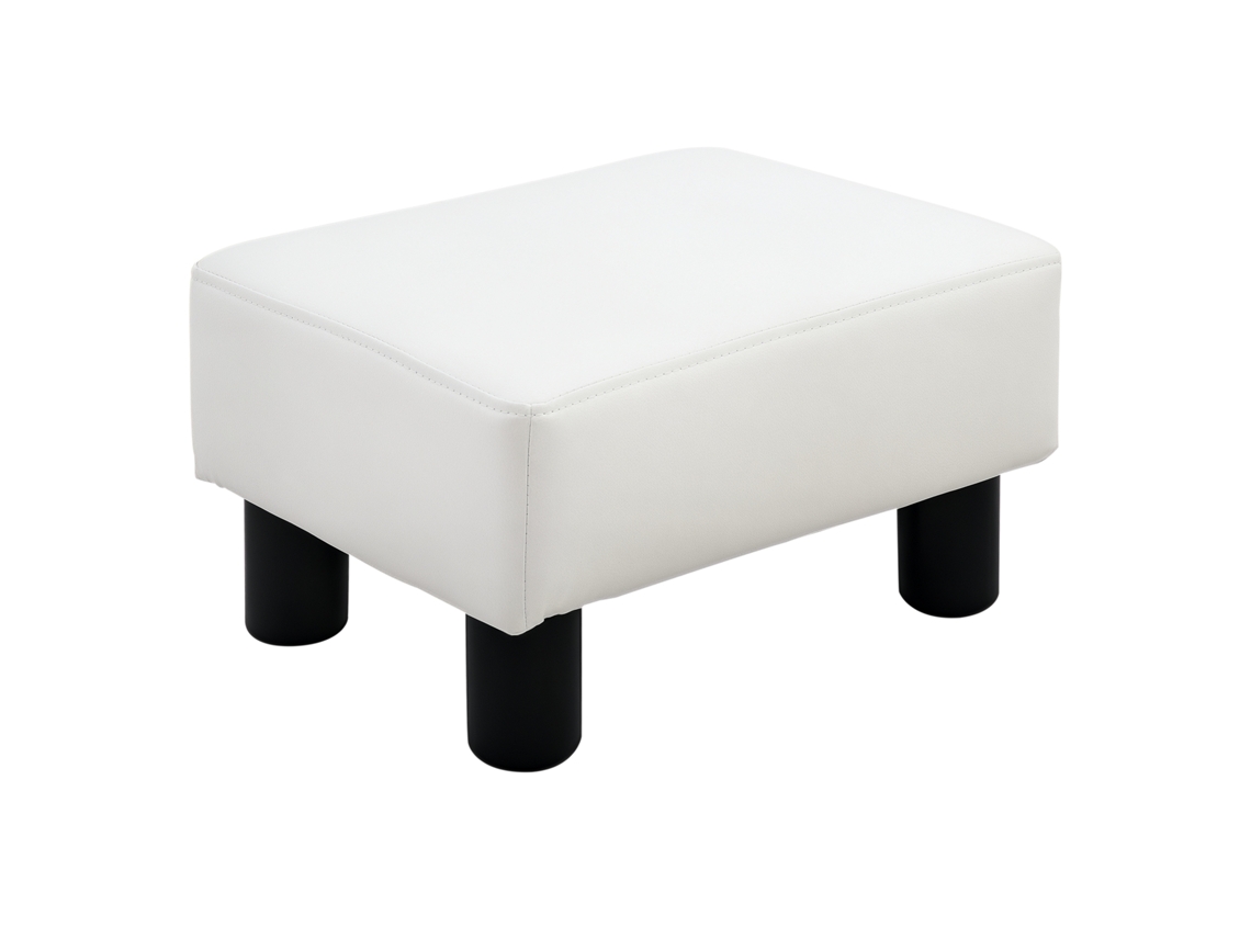 Pufe de sofá BTFORUS, assento em couro sintético, com pés de plástico (40x30x24cm) em branco