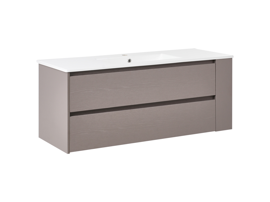 Móvel De Casa De Banho Suspenso Com Lavatório BELIANI Mancora De Mdf Taupe 120x46x48