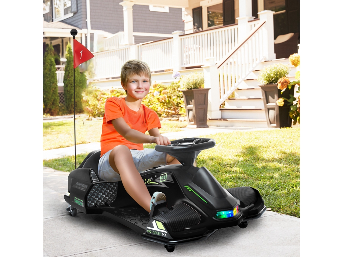 Kart Électrique Pour Enfant 12v, Karting Enfant, Vitesse Réglable 3-8 Km/h, Mode De Dérive, 90 X 53 X 99 Cm, Noir
