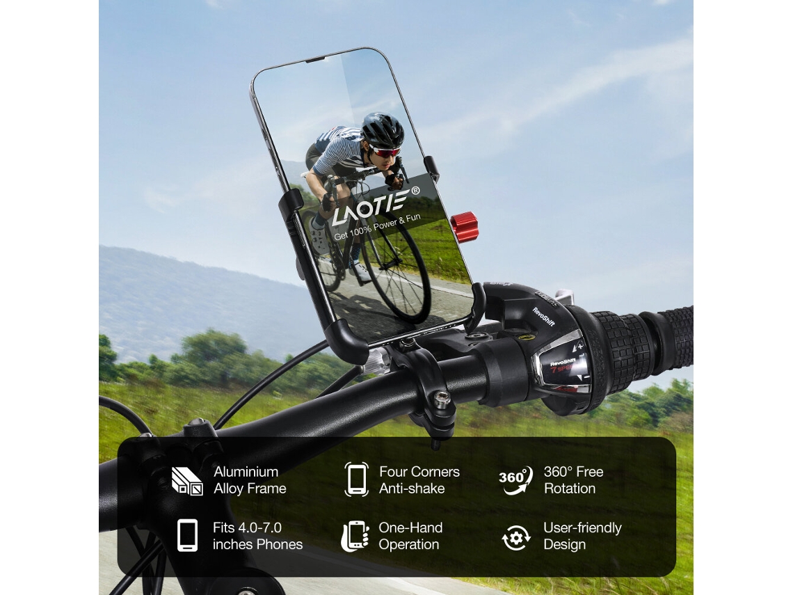 Laotie Bm2 Suporte Universal Celular Bicicleta Quatro Cantos À Prova Choque Rotação Livre 4.0''-7.0'' Elétricas Motocicletas Samebike