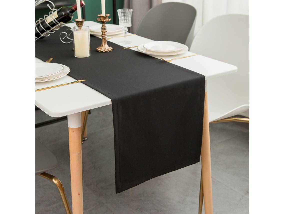 Caminho De Mesa Moderno Vintage, 30x140 Cm, Negro, Lavável À Máquina E Reutilizável, Para Sala De Jantar E Cozinha