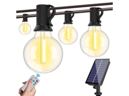 Cordão de Luzes Solar Externos À Prova D'água com Controle Remoto para Decoração de Jardim, Pátio e Festas GERTIZ (7.6m, 10 Luzes)